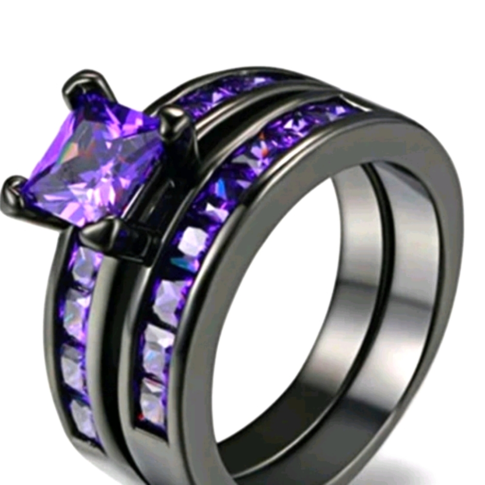 ✅ New Fashion Purple Crystal Couple Ring
